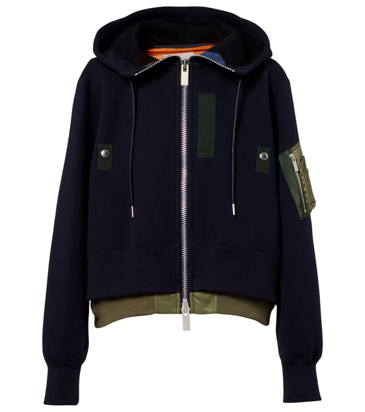 Photo: Sacai Paneled cotton-blend zip-up hoodie