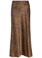 Veronica Beard Clover Paisley-print Silk-blend Midi Skirt Brown