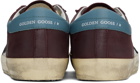 Golden Goose Burgundy & White Super-Star Sneakers