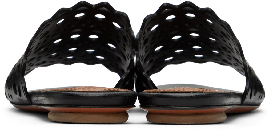 ALAÏA Black Vienne Leather Slides