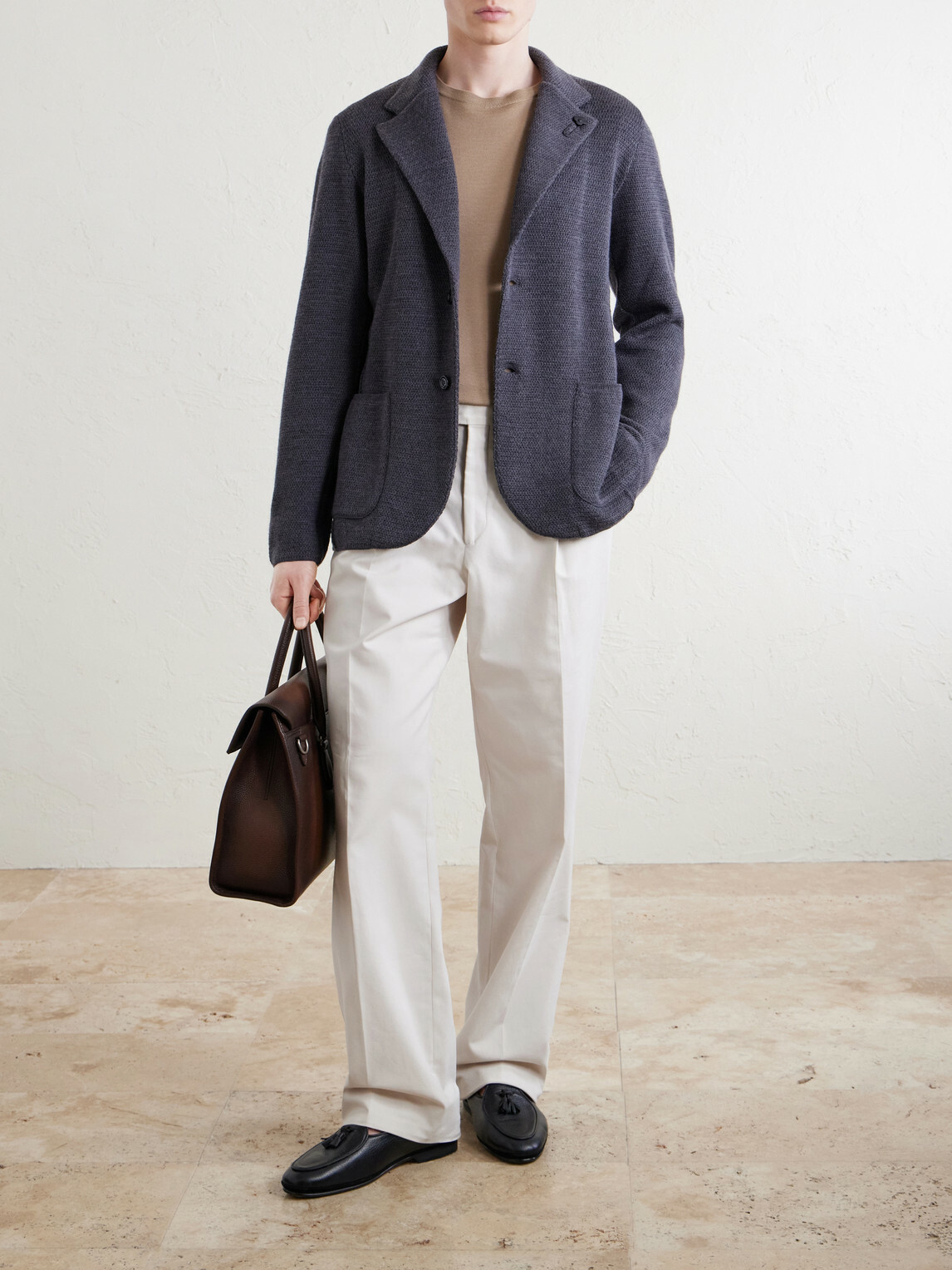 Lardini - Knitted Virgin Wool Blazer - Gray