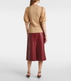 Veronica Beard Puff-sleeve cotton-blend top