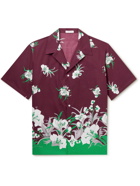 Valentino - Camp-Collar Floral-Print Cotton-Poplin Shirt - Burgundy
