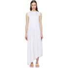 Cedric Charlier White Ruffle Asymmetric Dress