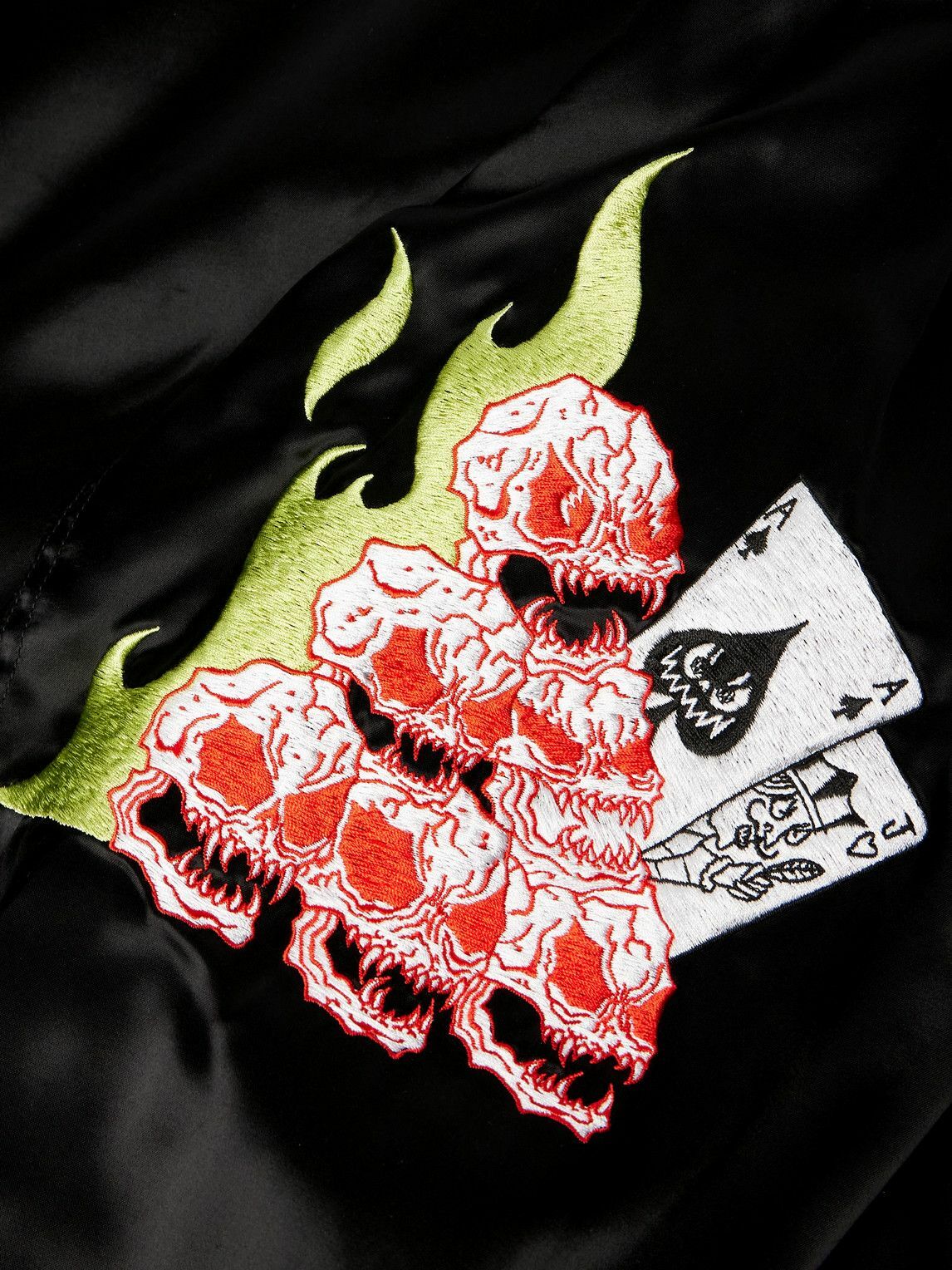 Wacko Maria - Neck Face Embroidered Satin Bomber Jacket - Black