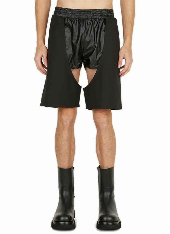 Photo: Glossy Cut Out Shorts in Black