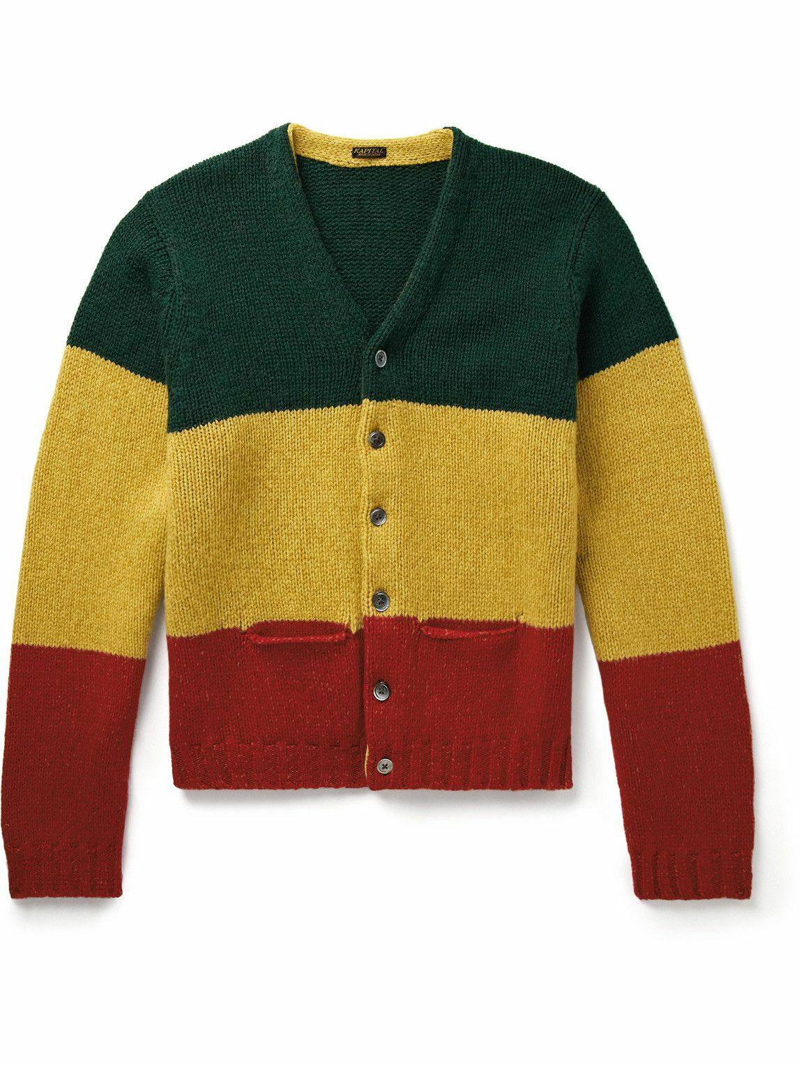 KAPITAL - Striped Wool Cardigan - Yellow KAPITAL