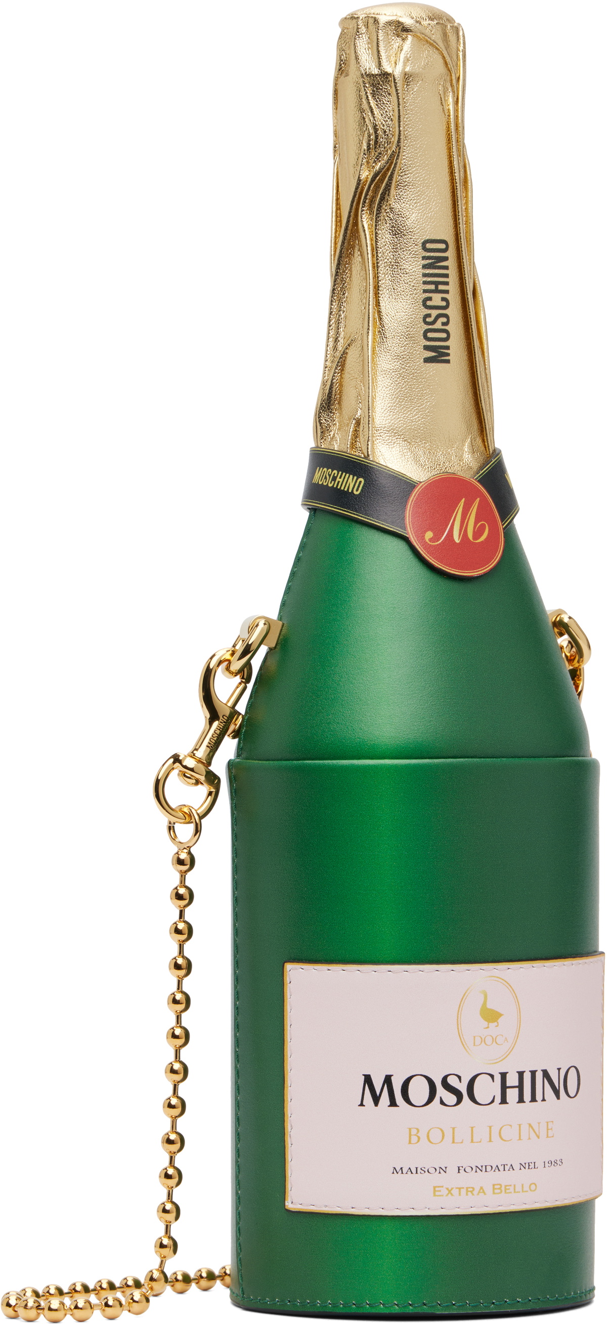Moschino Green & Gold Champagne Bottle Bag