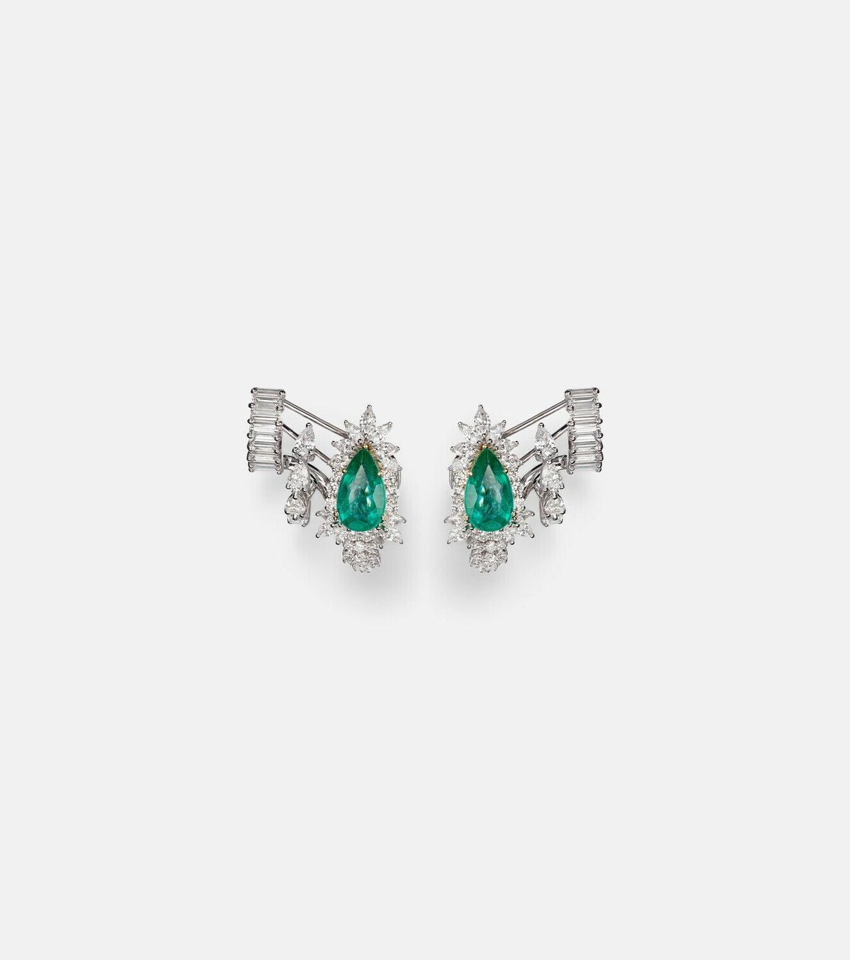 Yeprem Reign Supreme 18kt yellow and white gold earrings with diamonds and emerald