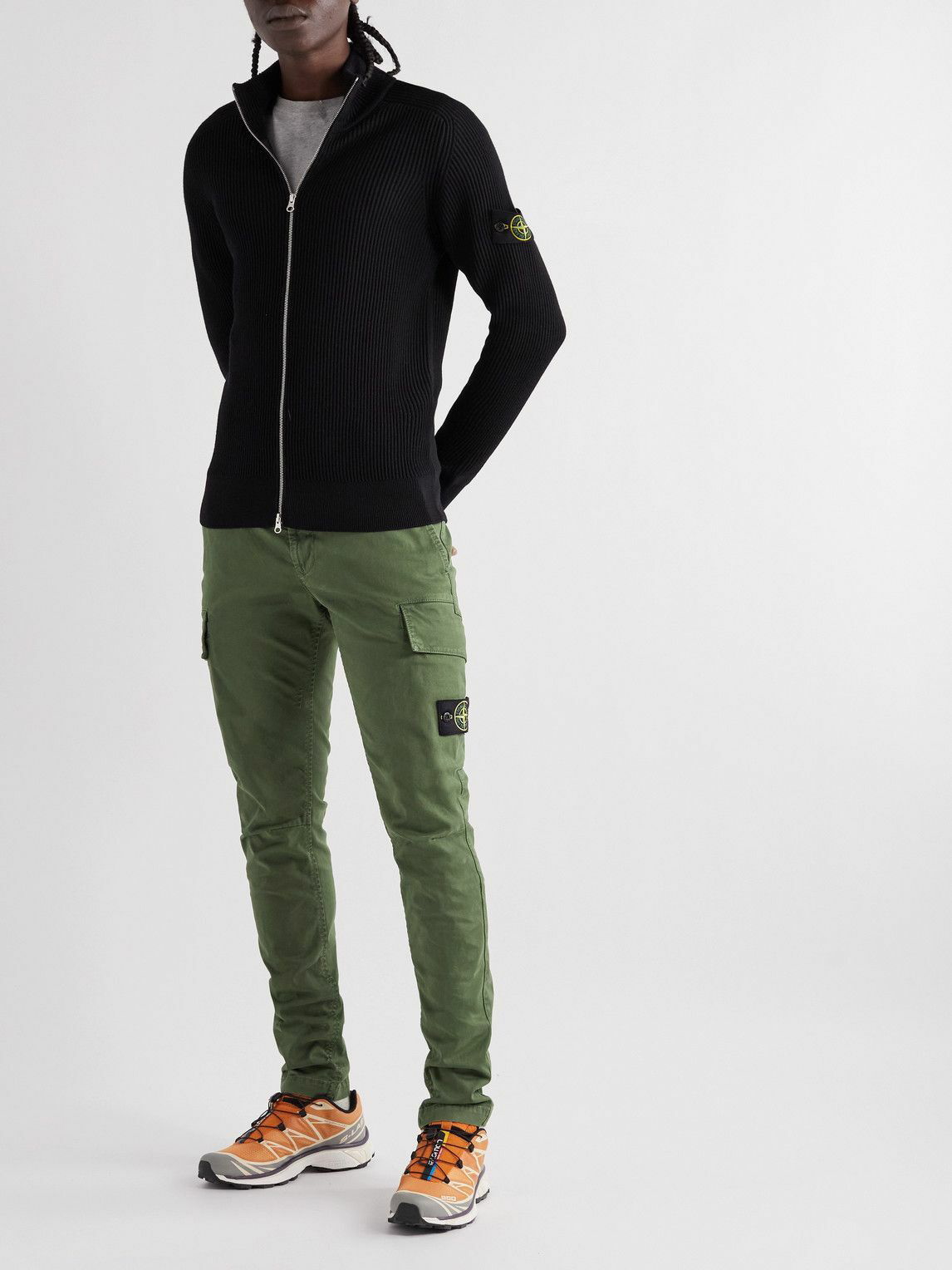 Island - Slim-Fit Garment-Dyed Cotton-Blend Twill Cargo Trousers - Green Stone Island