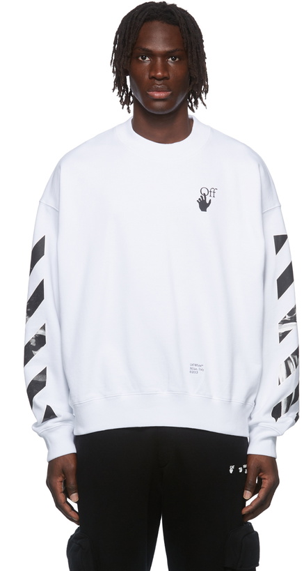 Photo: Off-White White Printed Caravaggio Arrows Sweatshirt