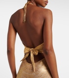 Roberto Cavalli Snake-print halterneck jumpsuit