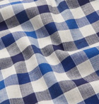 Barena - Checked Cotton and Linen-Blend Half-Placket Shirt - Blue