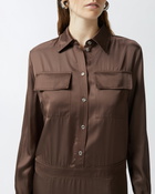 Pinko Long Satin Shirt Dress Brown Africa Earth