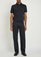 Emporio Armani Jacquard Logo-embroidered Cotton Polo Shirt Navy