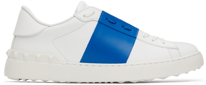 Photo: Valentino Garavani White & Blue Calfskin Open Sneakers