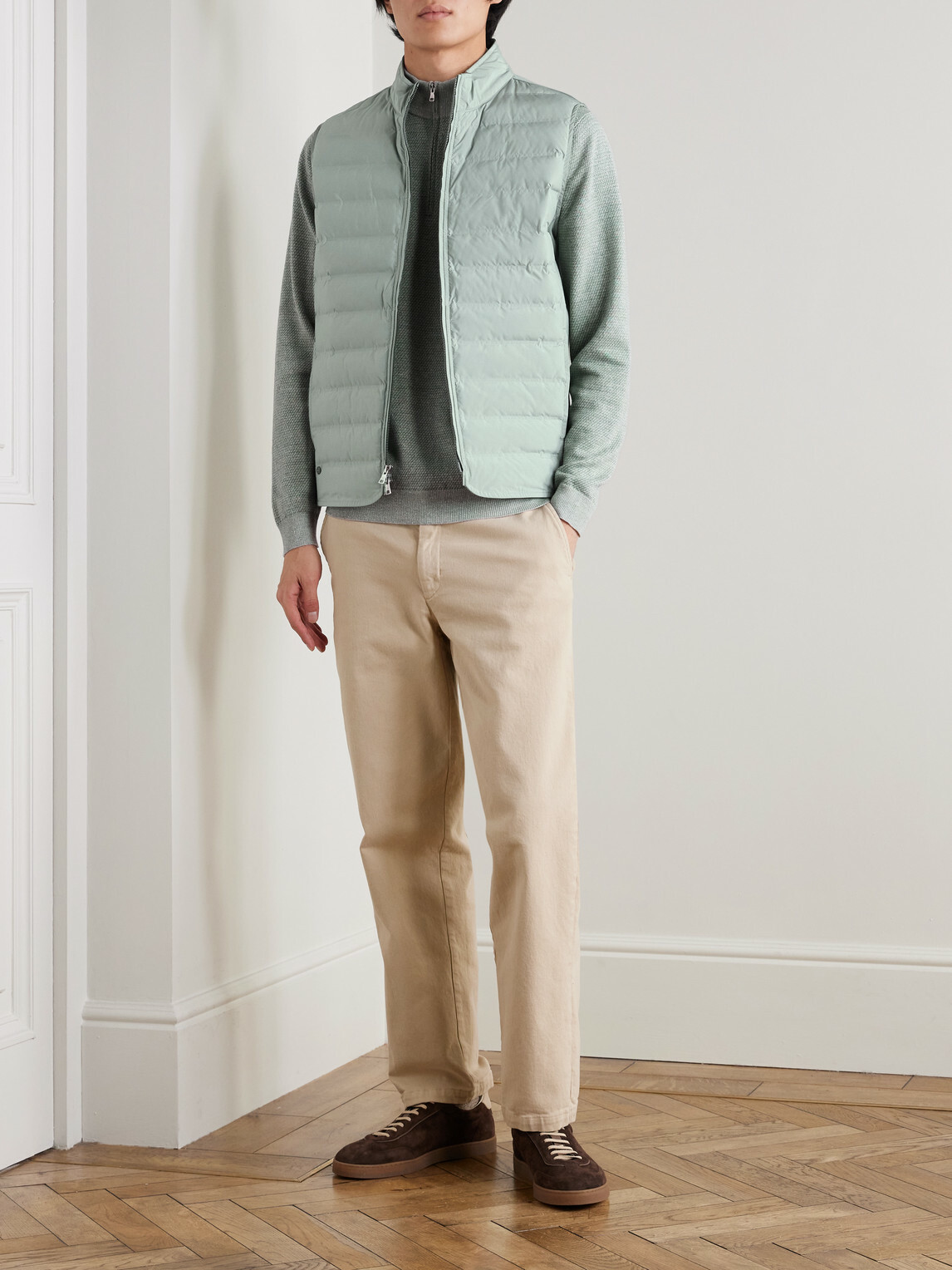 Peter Millar - Winsome Hybrid Quilted Striped Shell and Piqué Gilet - Green