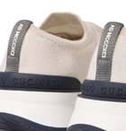 Brunello Cucinelli - Suede-Trimmed Stretch-Knit Sneakers - White