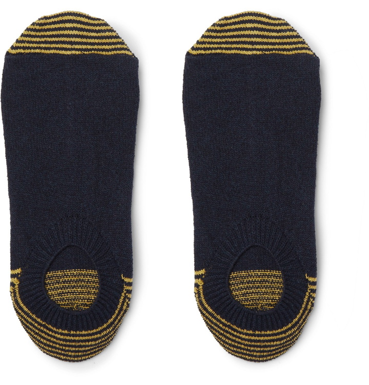 Photo: Anonymous Ism - Striped Knitted No-Show Socks - Blue