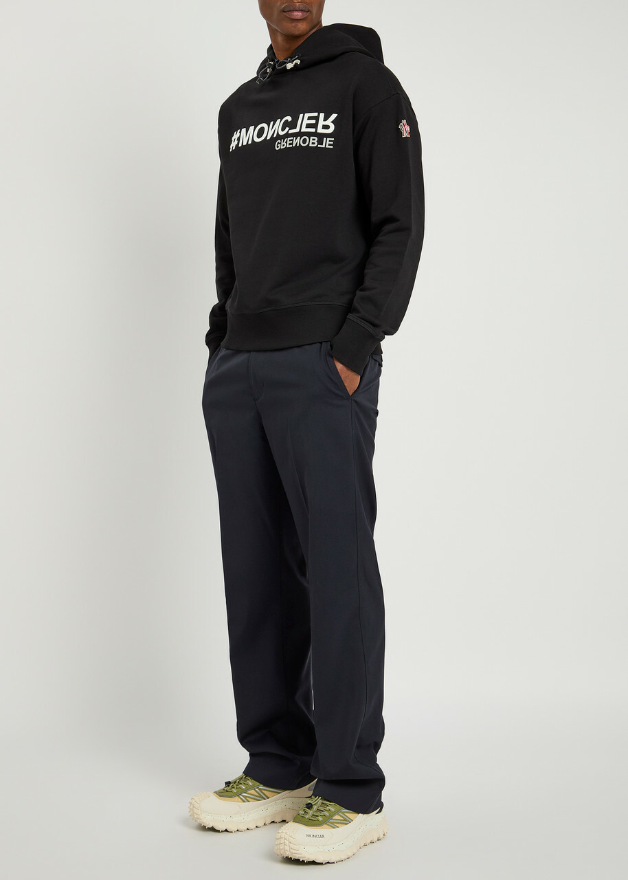 Moncler Grenoble Rubberised Logo-print Hooded Cotton Sweatshirt Black