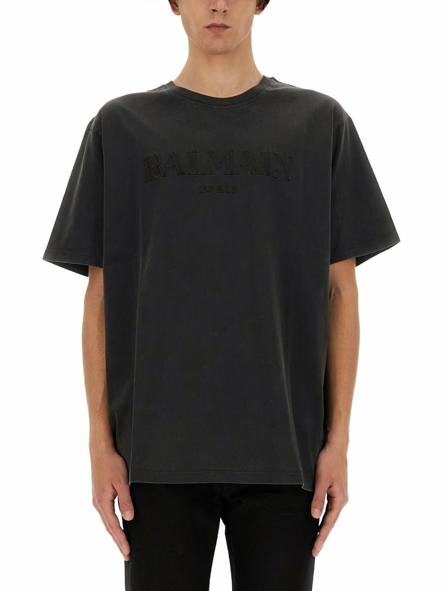 Balmain Black Metallic Signature Logo T-Shirt Balmain