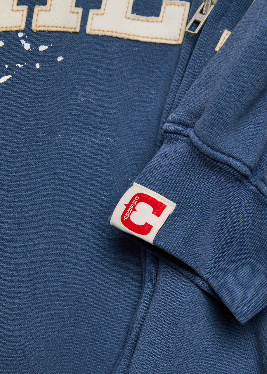 Cherry Los Angeles Logo Appliquéd Zip-through Cotton Sweatshirt Blue