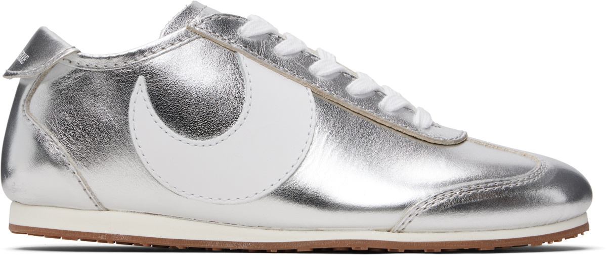 Marine Serre Silver Metallic Leather MS Astra Sneakers