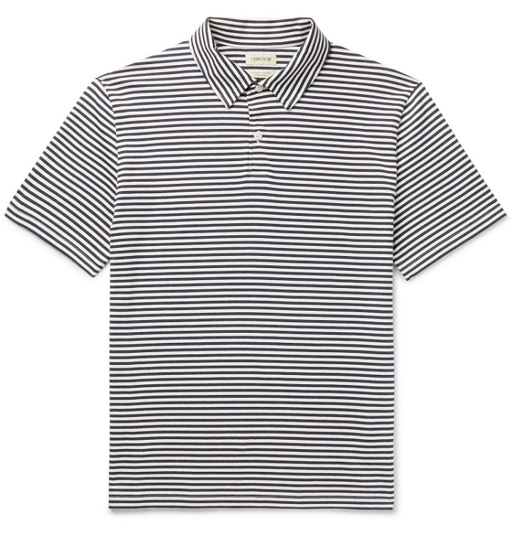 Photo: De Bonne Facture - Camp-Collar Striped Cotton-Jersey Polo Shirt - Blue