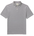 De Bonne Facture - Camp-Collar Striped Cotton-Jersey Polo Shirt - Blue