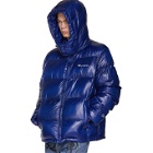 Champion Reverse Weave Blue Hooded Puffer Jacket
