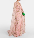Carolina Herrera Caped floral silk gown