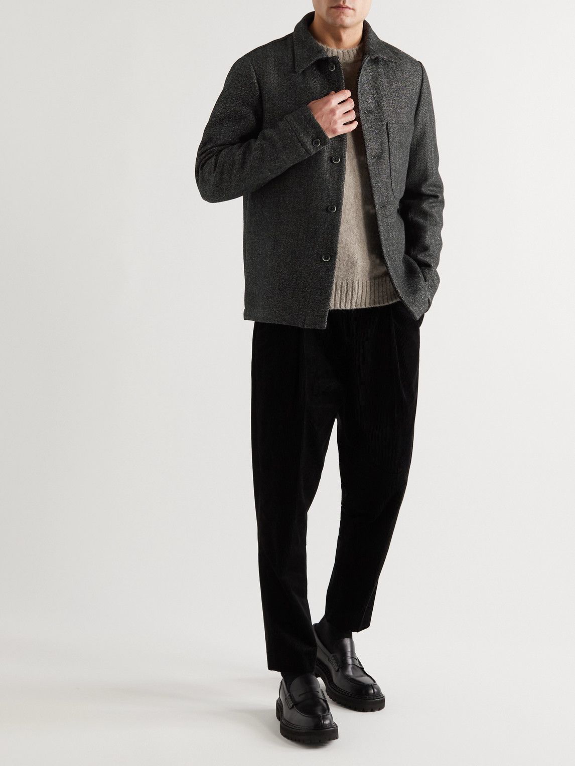 Barena - Herringbone Wool-Blend Shirt Jacket - Gray Barena