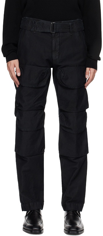 Photo: Dries Van Noten Black Garment-Dyed Cargo Pants