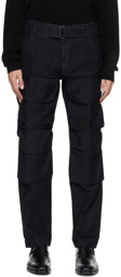 Dries Van Noten Black Garment-Dyed Cargo Pants