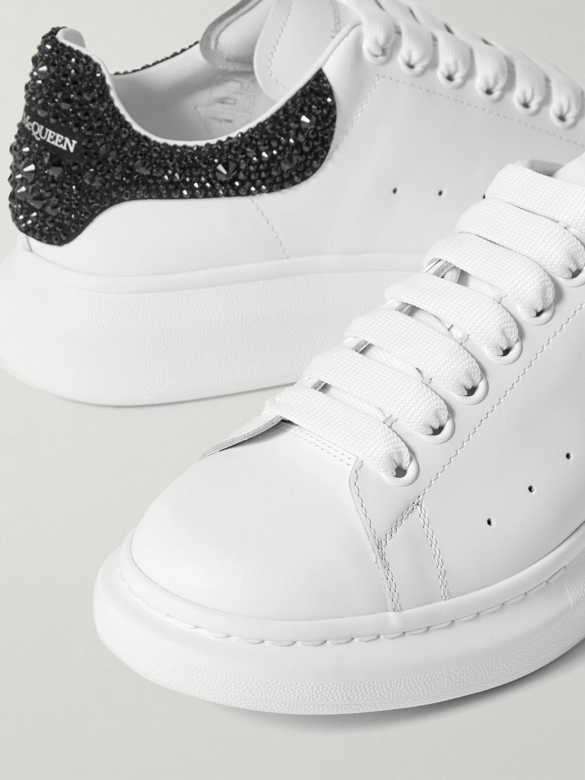 Alexander McQueen Metallic-trimmed Leather Exaggerated-sole Sneakers -  White