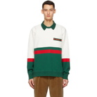 Gucci White and Green Web Stripe Polo Sweatshirt