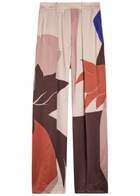 Victoria Beckham Cecilia Printed Satin Trousers Pink