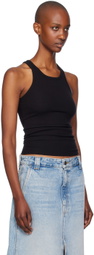 ÉTERNE Black High Neck Fitted Tank Top