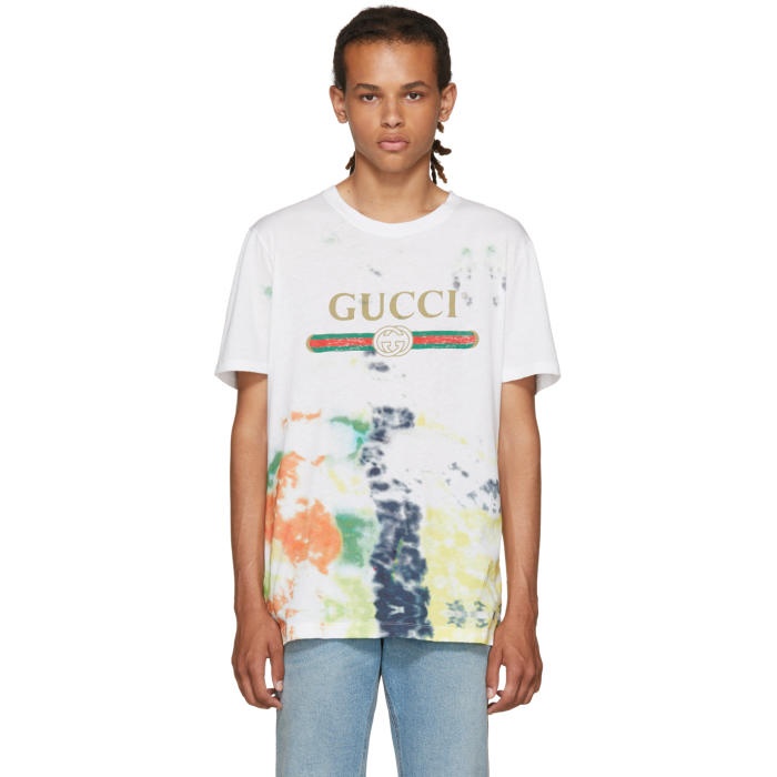Photo: Gucci White Tie-Dye Logo T-Shirt