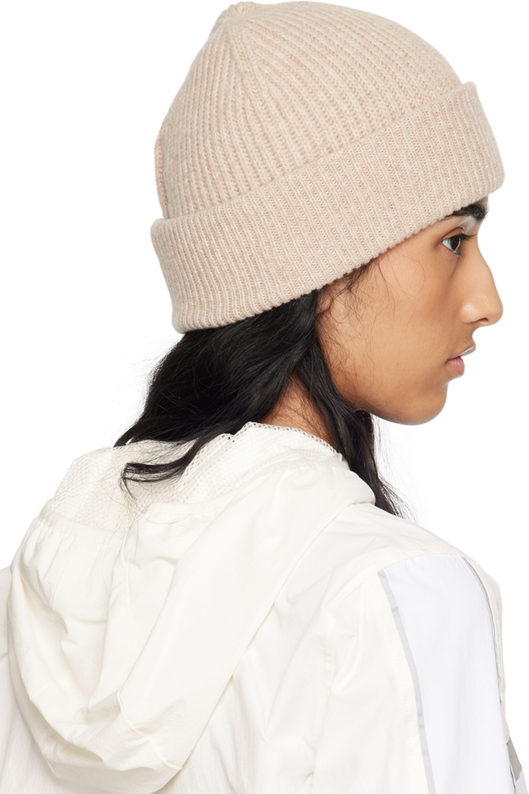 帽子 GANNI Rib Beanie \"BRAZILIAN SAND\" Brazilian Sand Sand Fitted Wool Rib Knit Beanie | GANNI NL