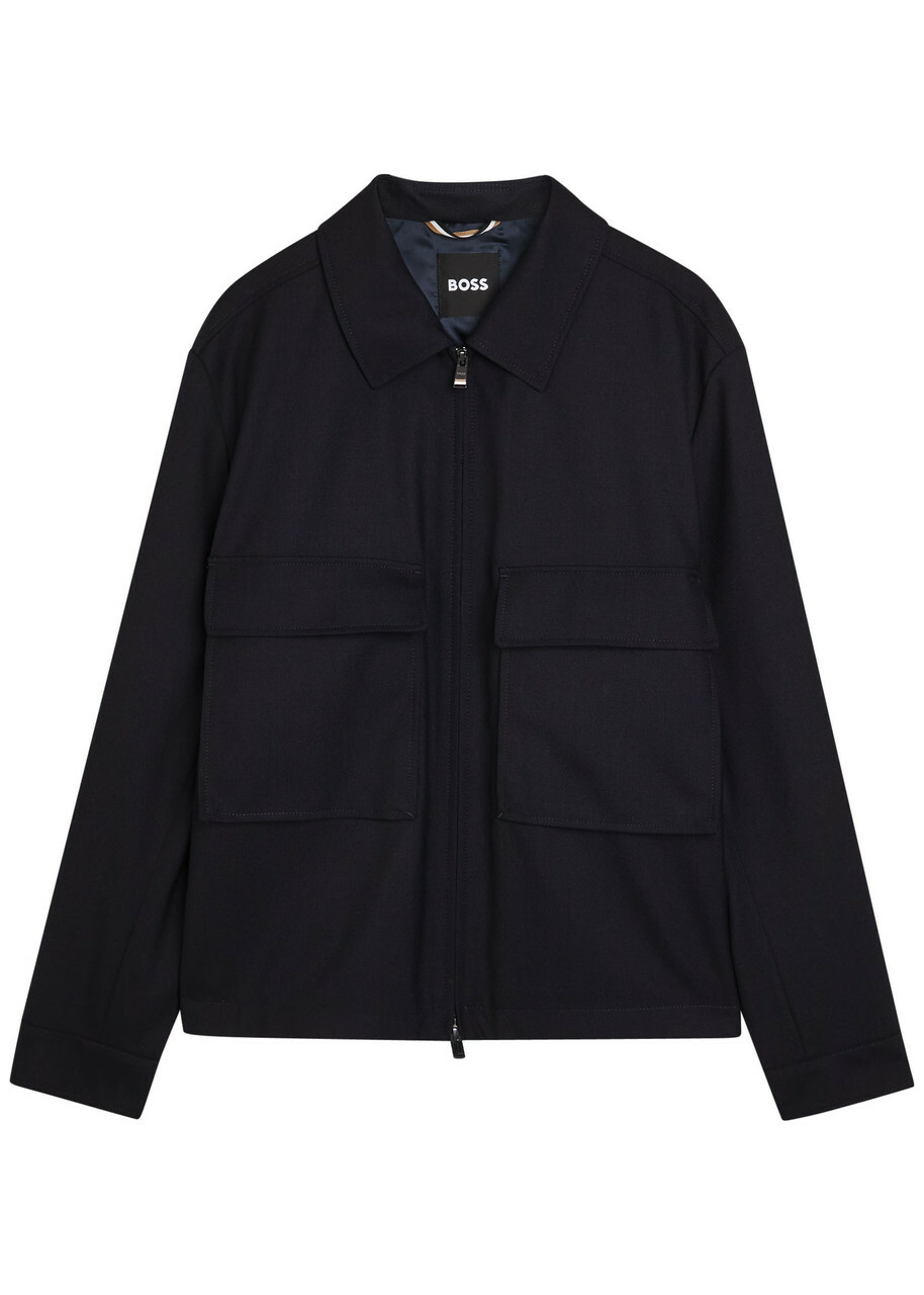 Boss Wool Overshirt Navy