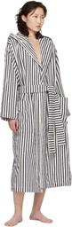 Tekla White & Navy Terry Hooded Bathrobe