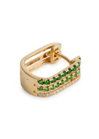 Roxanne First Triple Embellished 14kt Gold Single Hoop Earring - Green - One Size