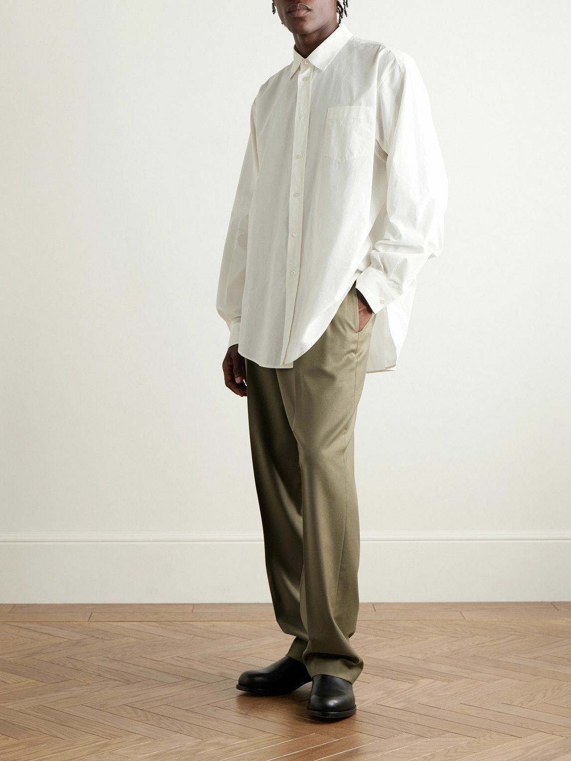 The Row - Zev Straight-Leg Pleated Virgin Wool-Twill Trousers - Neutrals