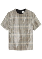 3.1 Phillip Lim Checked Sequin-embellished Woven top Brown
