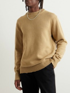Maison Margiela - Suede-Trimmed Wool, Linen and Cotton-Blend Sweater - Neutrals