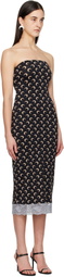 Marine Serre Black Recycled Moon Jersey Bustier Midi Dress