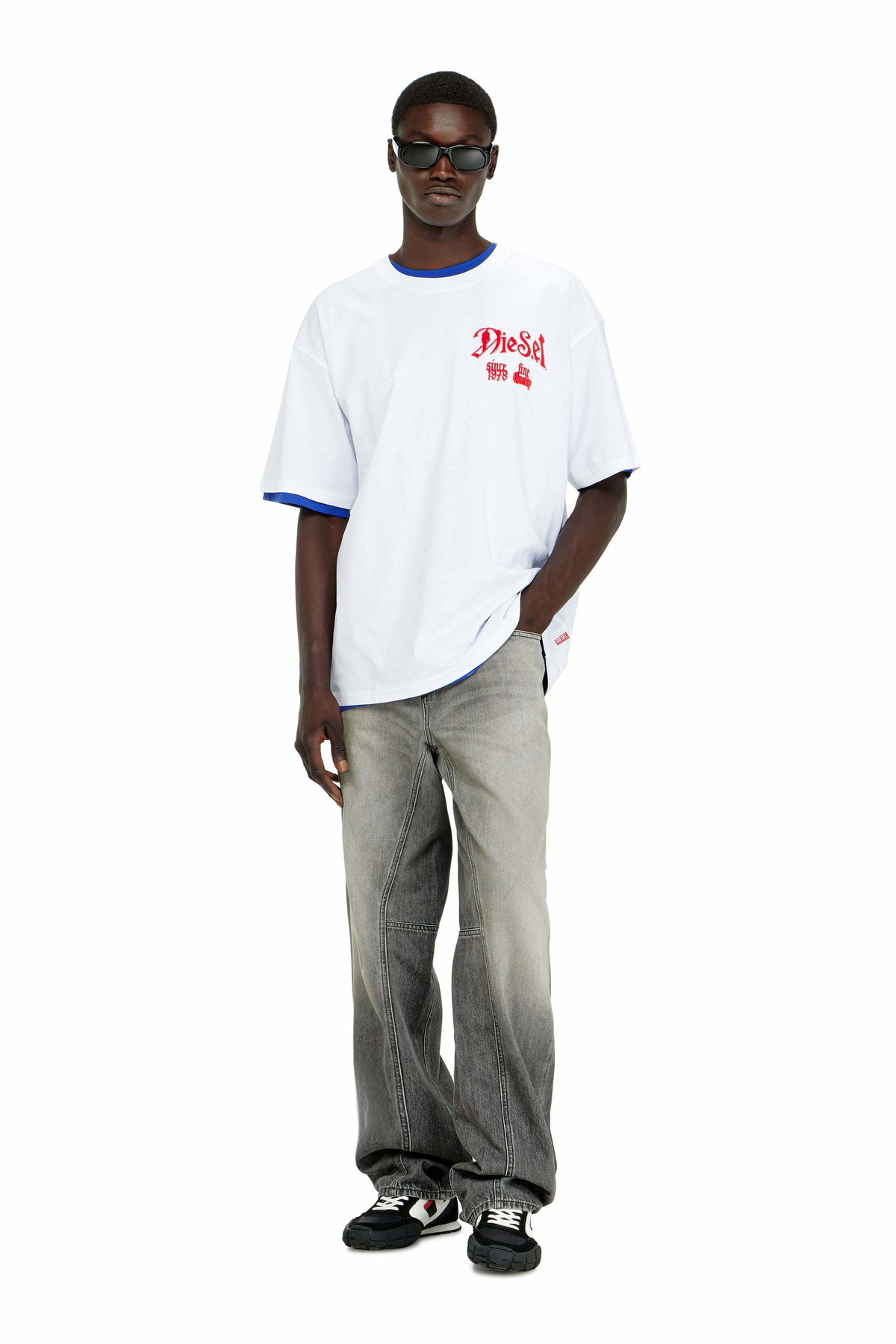 Diesel Cotton T-shirt with flock graphic - T-Shirts - Man -