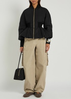 Alaïa Padded Peplum-hem Woven Bomber Jacket Black