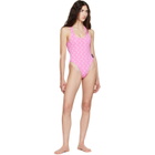 Marine Serre Pink Moon Printed Jersey One-Piece Swimsuit